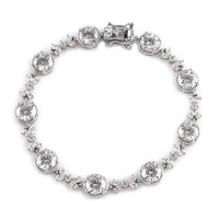 24.00 ctw Platinum Over Sterling Silver Bracelet Made with Zirconia from Swarovski (7.25 In) 11.30 Grams