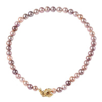 Multi Color Edison Pearl 8-12mm, Natural Russian Diopside Necklace 20 Inches in Vermeil Yellow Gold Over Sterling Siver