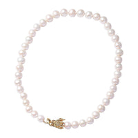 AAA White Edison Pearl and Natural Chrome Diopside Necklace 20 Inches with Dragon Lock in Vermeil Yellow Gold Over Sterling Silver