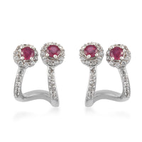 1.40 ctw London Blue Topaz and Zircon Earrings in Platinum Over Sterling Silver