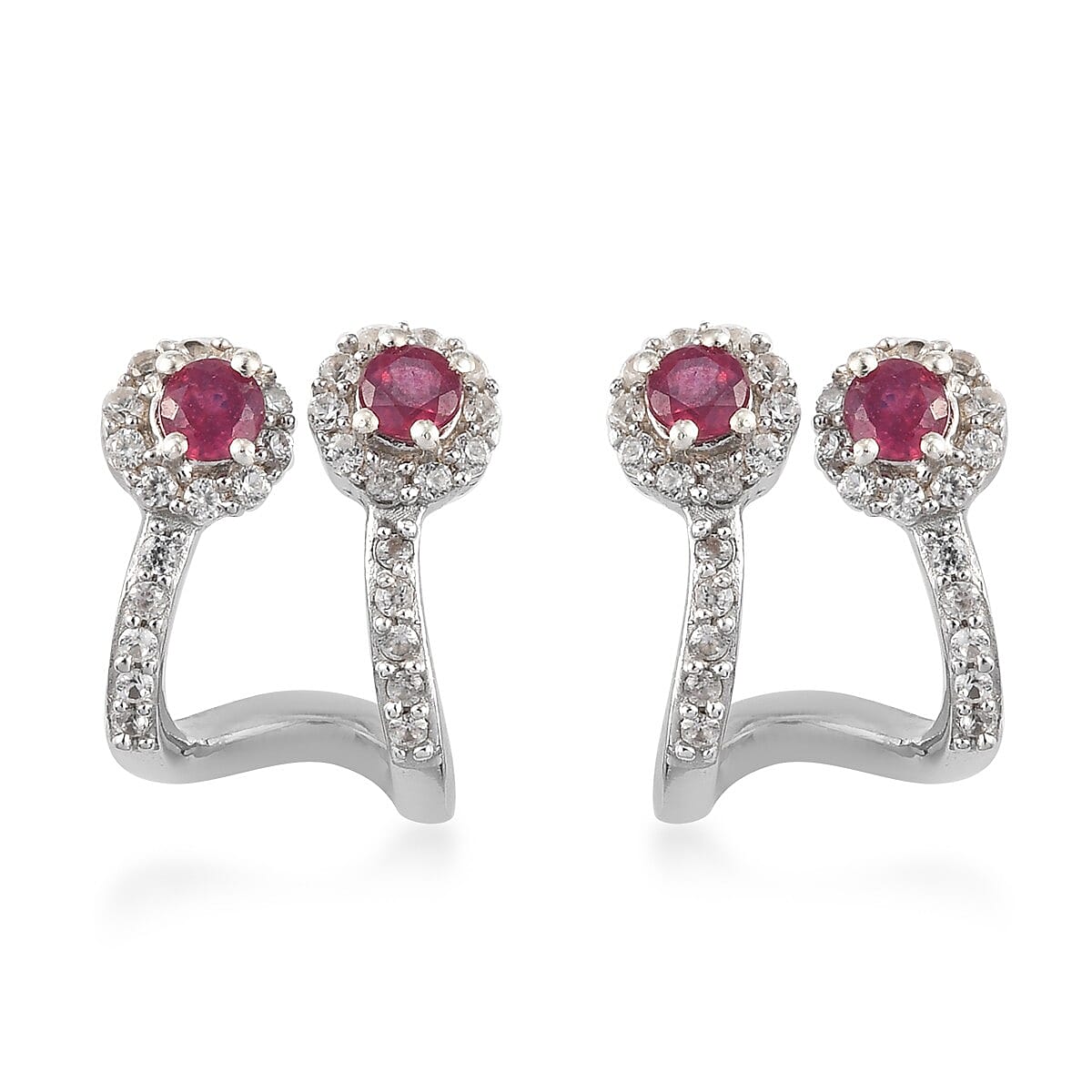 1.40 ctw London Blue Topaz and Zircon Earrings in Platinum Over Sterling Silver (1)