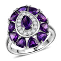 Lusaka Amethyst and White Zircon 2.50 ctw Ring in Platinum Over Sterling Silver - Sticky add to cart bar