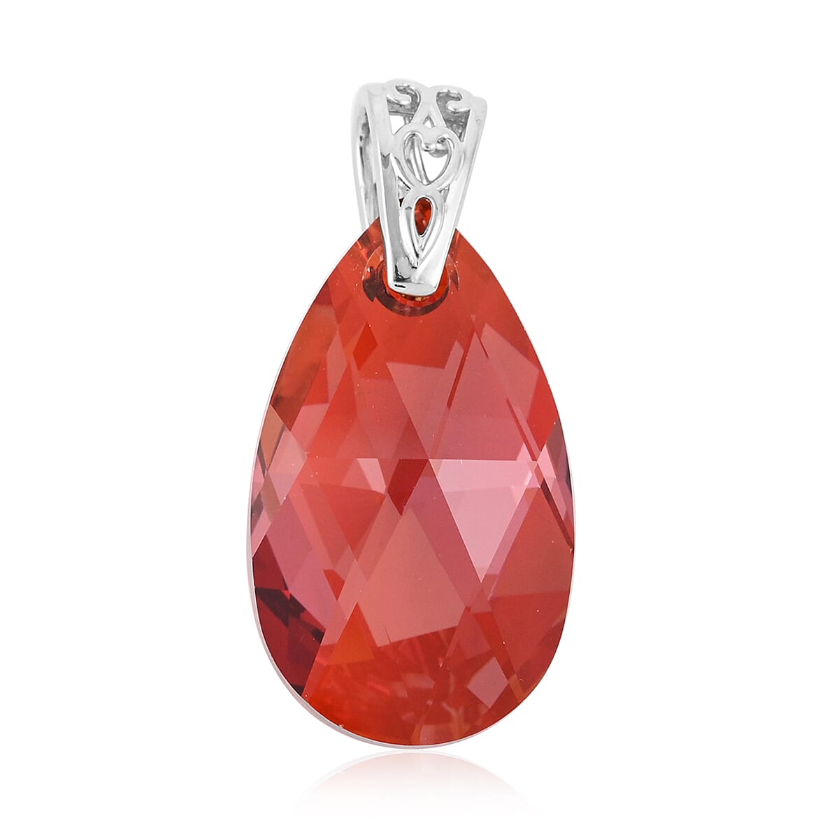 KARIS Red Magma Crystal Pendant in Platinum Bond (1)