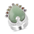 Green Aventurine and Multi Gemstone Cocktail Ring in Stainless Steel (Size 7.0) 23.00 ctw - Sticky add to cart bar
