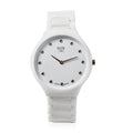 EON 1962 Emerald Japanese Movement Watch with White Ceramic Strap 0.15 ctw - Sticky add to cart bar