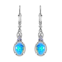 3.40 ctw Ethiopian Welo Opal and Tanzanite Earrings in Platinum Over Sterling Silver