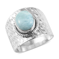 Larimar Ring in Platinum Over Sterling Silver 3.20 ctw