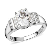2.00 ctw Pink Morganite and Zircon Ring in Platinum Over Sterling Silver (Size 7.0)
