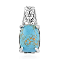 Mojave Blue Turquoise Solitaire Pendant in Platinum Over Copper with Magnet 6.85 ctw