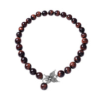 Premium South African Red Tiger Eye 14-17mm Beaded Necklace 20 Inches with Butterfly Front Toggle Lock in Stainless Steel 790.50 ctw