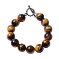 South African Yellow Tiger's Eye Beaded Bracelet in Stainless Steel (7.00 In) 280.00 ctw - Sticky add to cart bar