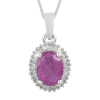 3.20 ctw Ilakaka Hot Pink Sapphire and Diamond Halo Pendant Necklace 20 Inches in Platinum Over Sterling Silver
