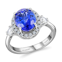 RHAPSODY AAAA Tanzanite and Diamond E-F VS Halo Ring in 950 Platinum 5.80 Grams 3.50 ctw