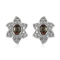 1.50 ctw Green Apatite and Zircon Earrings in Platinum Over Sterling Silver