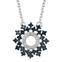 0.50 ctw Blue Diamond (IR) and Diamond Circle Pendant Necklace 20 Inches in Platinum Over Sterling Silver