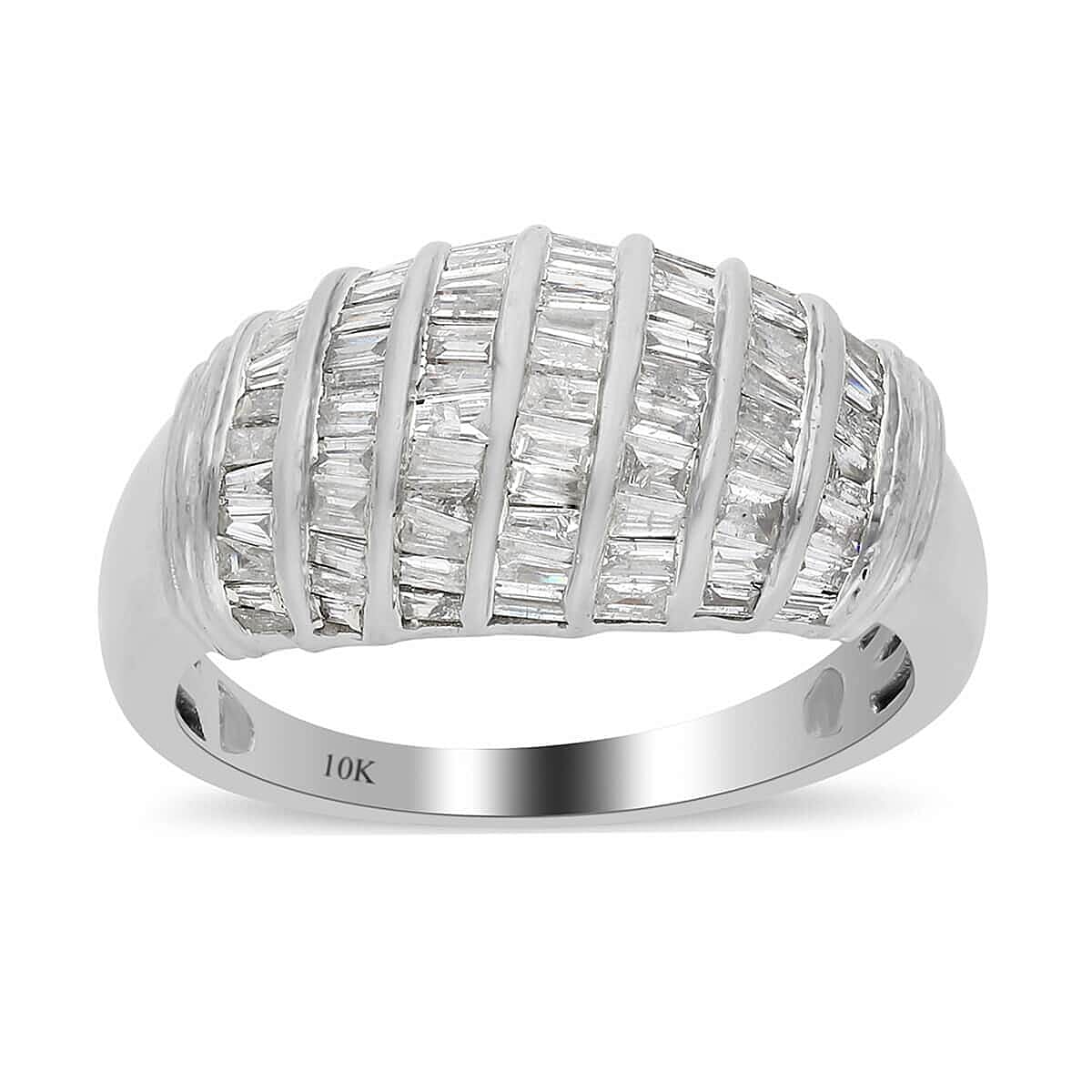 SGL Certified 10K White Gold Diamond G-H I3 Ring 3.80 Grams 1.00 ctw