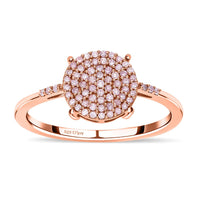 Natural Pink Diamond Round Shape Cluster Ring in Vermeil Rose Gold Over Sterling Silver 0.25 ctw