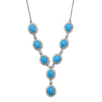 18.00 ctw Natural Arizona Sleeping Beauty Turquoise, Zircon Necklace (18 Inches) in Platinum Over Sterling Silver 15 Grams