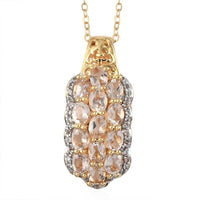 3.00 ctw Marropino Morganite and Zircon Pendant Necklace 20 Inches in 14K Yellow Gold Over Sterling Silver
