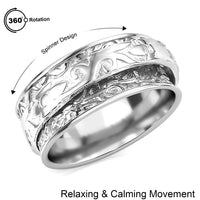 Floral Spinner Ring in Sterling Silver 6.50 Grams