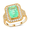 ILIANA 18K Yellow Gold AAA Boyaca Colombian Emerald and G-H SI Diamond Ring (Size 7.0) 6.90 Grams 4.80 ctw - Sticky add to cart bar