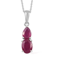 3.00 ctw Niassa Ruby Pendant Necklace 20 Inches in Platinum Over Sterling Silver