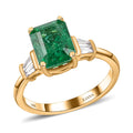 ILIANA 18K Yellow Gold AAA Kagem Zambian Emerald and G-H SI Diamond Ring 4.35 Grams 2.70 ctw - Sticky add to cart bar