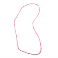 Pink Wooden Beaded Rope Necklace 38 Inches