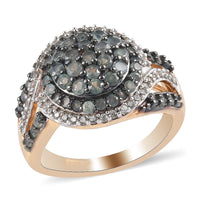 Narsipatnam Alexandrite and Zircon Ring in Rhodium and Vermeil Yellow Gold Over Sterling Silver (Size 7.0) 1.60 ctw