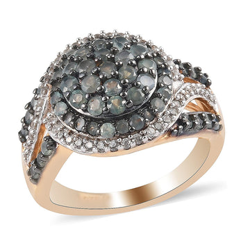 Narsipatnam Alexandrite and Zircon Ring in Rhodium and Vermeil Yellow Gold Over Sterling Silver (Size 7.0) 1.60 ctw - Product card gallery slide 1 (10176457736505)