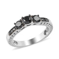 Black Diamond Ring in Rhodium and Platinum Over Sterling Silver 0.85 ctw - Sticky add to cart bar