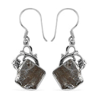 Marvelous Meteorite Dangling Earrings in Sterling Silver