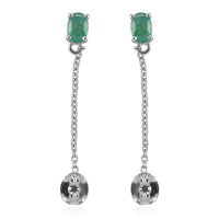 0.75 ctw Kagem Zambian Emerald Dangling Earrings in Platinum Over Sterling Silver