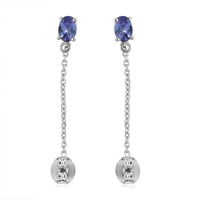 0.85 ctw Tanzanite Dangling Earrings in Platinum Over Sterling Silver
