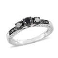 Black Diamond Ring in Rhodium & Platinum Over Sterling Silver 0.80 ctw - Sticky add to cart bar
