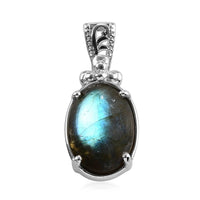 KARIS 7.00 ctw Malagasy Labradorite Solitaire Pendant in Platinum Bond