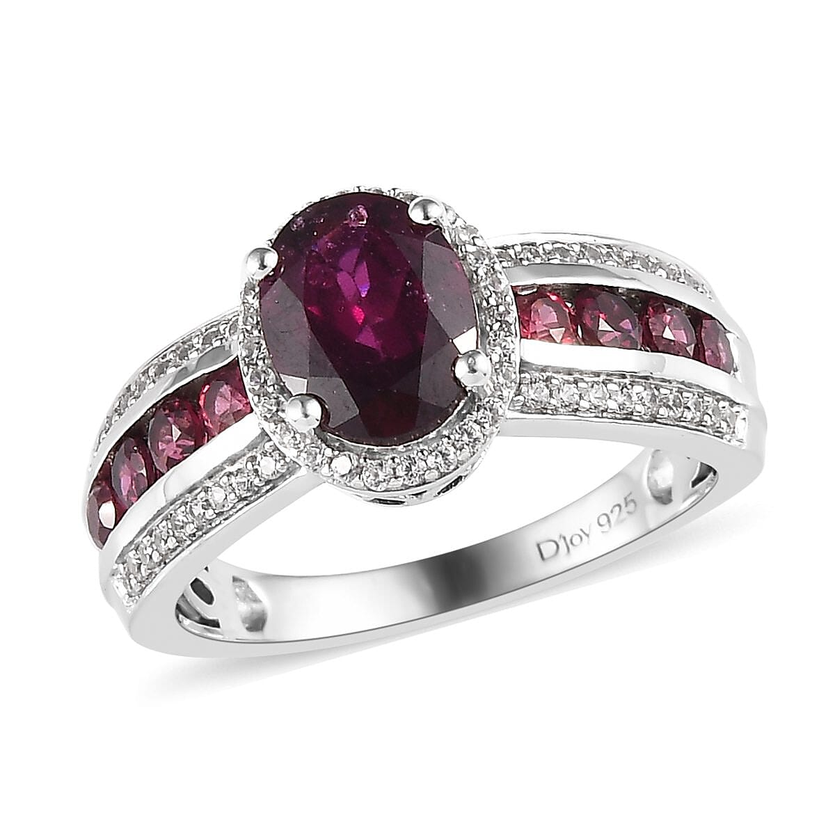 Premium Tanzanian Wine Garnet and White Zircon Ring in Platinum Over Sterling Silver 3.35 ctw