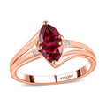 Natural Tanzanian Wine Garnet and Natural White Zircon Ring in Vermeil Rose Gold Over Sterling Silver 1.10 ctw - Sticky add to cart bar
