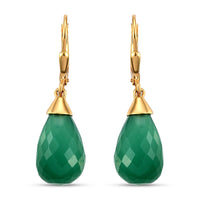 10.50 ctw Green Onyx Dangling Earrings in Vermeil Yellow Gold Over Sterling Silver