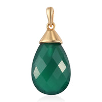 13.15 ctw Green Onyx Solitaire Pendant in Vermeil Yellow Gold Over Sterling Silver