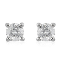 0.25 ctw Diamond Solitaire Stud Earrings in Platinum Over Sterling Silver