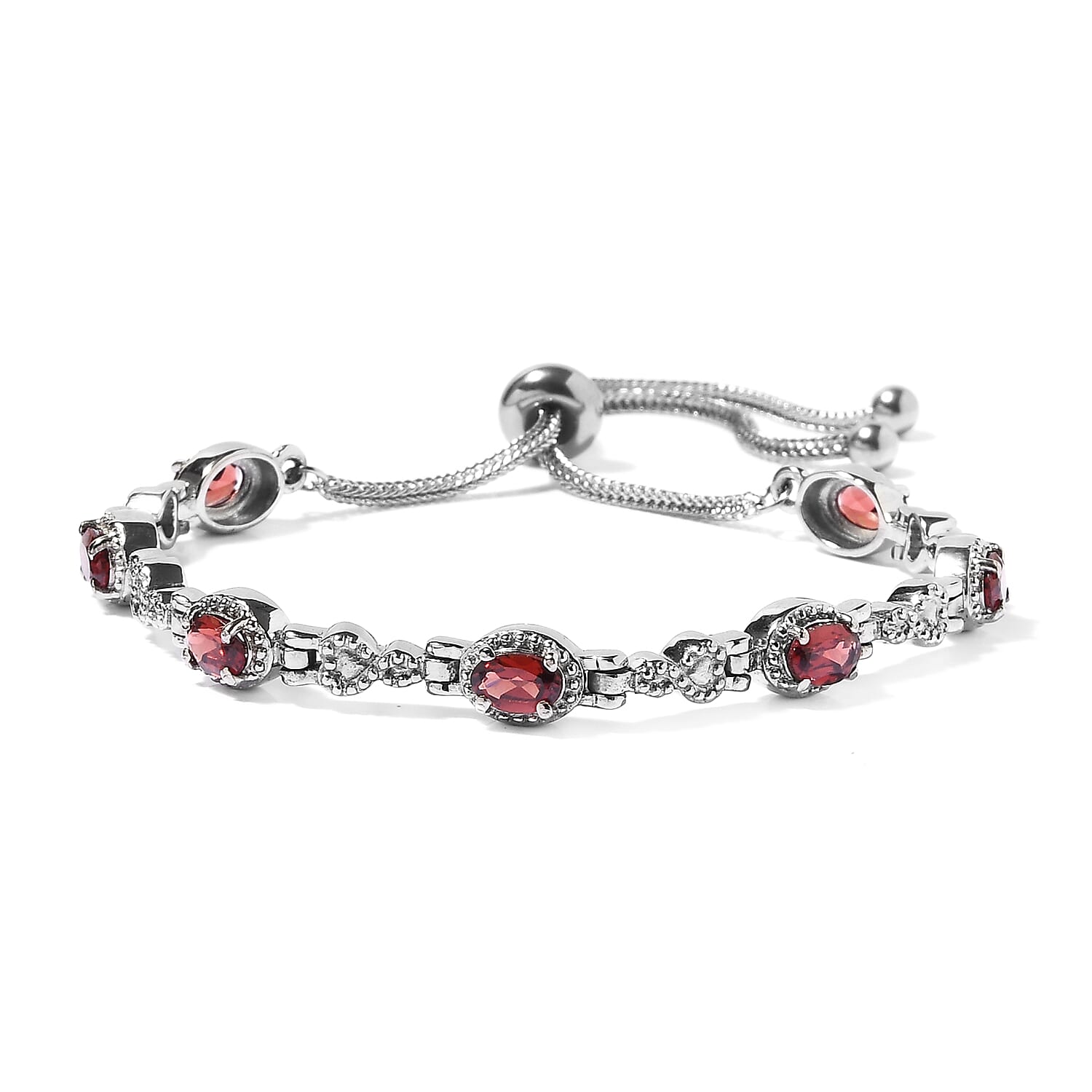2.85 ctw Brazilian Citrine Station Bolo Bracelet in Stainless Steel