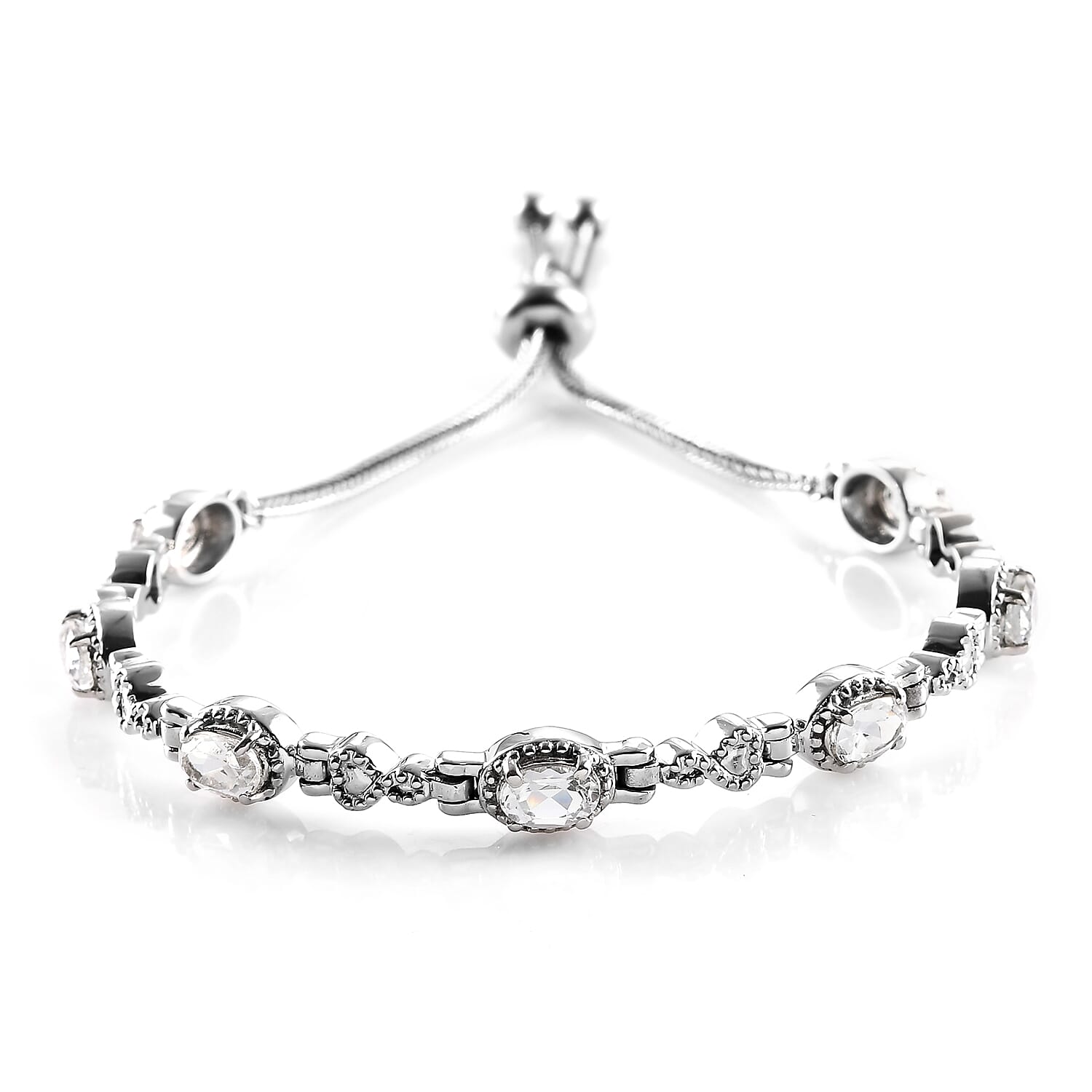 2.85 ctw Brazilian Citrine Station Bolo Bracelet in Stainless Steel
