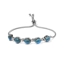 Mojave Blue Turquoise Bolo Bracelet in Stainless Steel 5.75 ctw