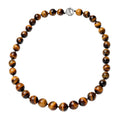 Premium South African Yellow Tiger's Eye 11-15mm Beaded Necklace 20 Inches in Rhodium Over Sterling Silver 580.50 ctw - Sticky add to cart bar