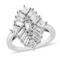 LUSTRO STELLA Made with Finest CZ Elongated Ring in Rhodium Over Sterling Silver 3.50 ctw - Sticky add to cart bar