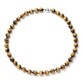 Yellow Tiger's Eye Beaded Necklace 18 Inches in Rhodium Over Sterling Silver 291.50 ctw - Sticky add to cart bar