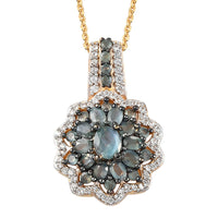 1.75 ctw Narsipatnam Alexandrite and White Zircon Floral Pendant Necklace 20 Inches in Vermeil Yellow Gold Over Sterling Silver