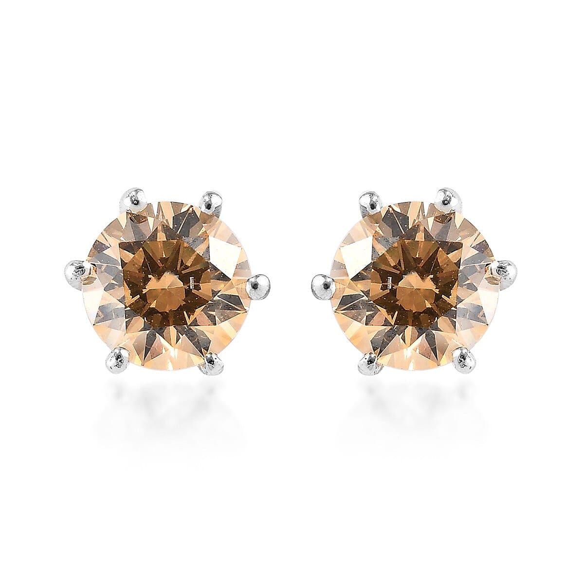 Fancy Light Green Crystal Solitaire Stud Earrings in Platinum Over Sterling Silver