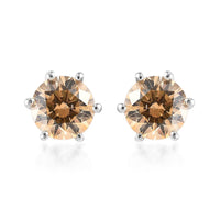 Fancy Light Green Crystal Solitaire Stud Earrings in Platinum Over Sterling Silver